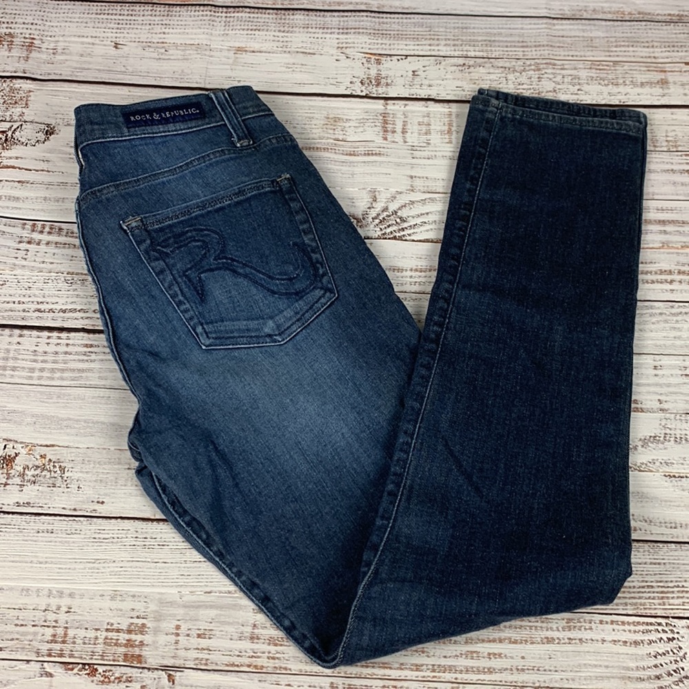Rock and republic Berlin straight leg blue jeans size 8 - Picture 7 of 15